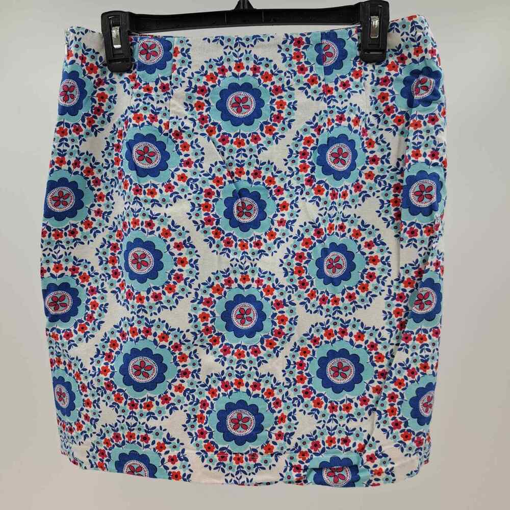 Talbots 8 Petite Skirt Geometric Print Teal Pencil Happy Bright Bold Red 8P Y2K - Picture 6 of 6